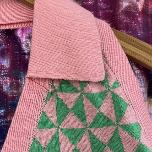 NWOT Geo Knit Halter Top: Pink & Green - Another Girl - Picture 4 of 6